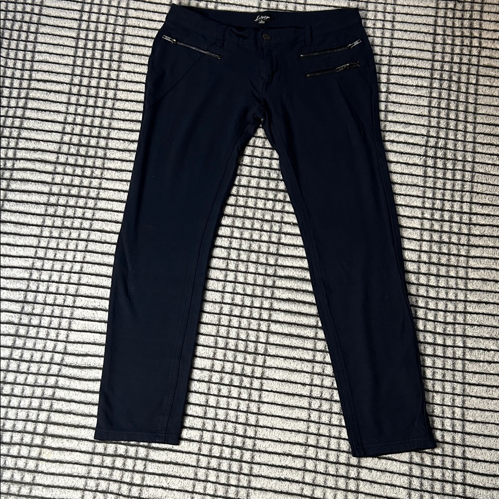 Junior’s Navy Slim Fit Pants with Zipper Details (L)